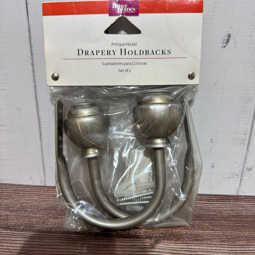 Better Homes And Gardens Antique Nickel Curtain Holdbacks - New in Package